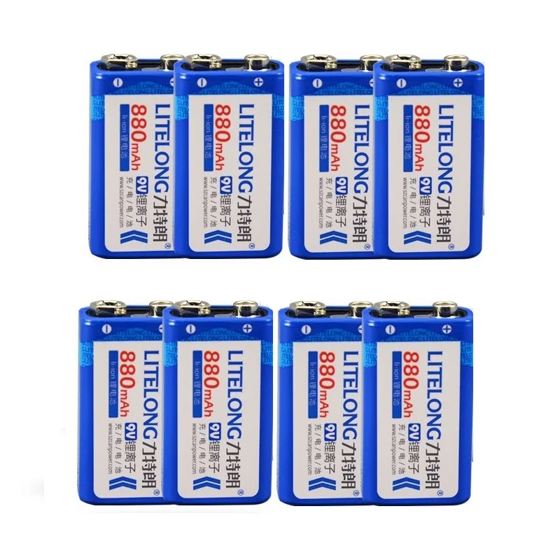 NEN 8PCS 9v 880mAh li-ion lithium Rechargeable 9 Volt Battery photo