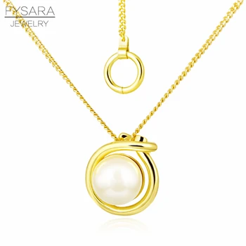 

FASARA Circle Round Design Simulated Pearl Short Necklace Female Charm Vintage Jewelry Wedding Women Choker Famous Brand Gift