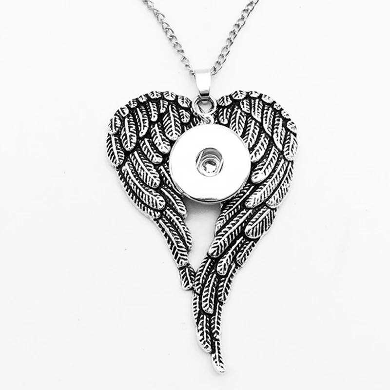 

Angel wing snap button jewelry pendant Necklace NX6649 (fit 18mm 20mm snaps)