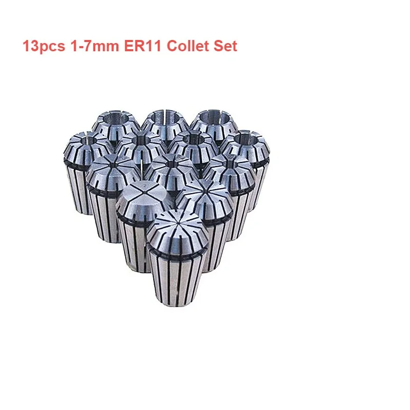 

13PCS 1-7mm CNC Cylinder Chuck ER11 Spring Collet Set For CNC Engraving Milling Lathe Tool Holder