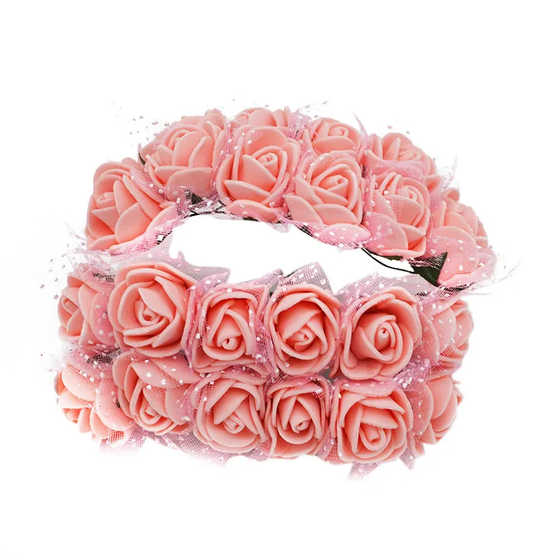 144 голов 2 см цветок розы искусственный Поролоновый букет цветов Скрапбукинг шелковые цветы сделай сам венок для украшения дома свадьбы 7Z