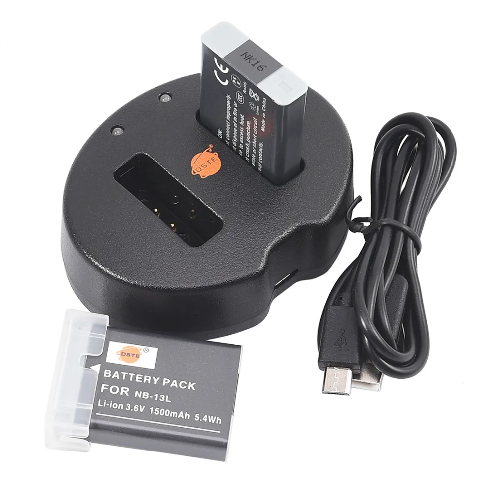 

DSTE 2PCS nb-13l NB-13L Battery with Dual USB Port Charger for Canon G5X G7X G7X Mark II G9X SX620HS SX720HS SX730HS Camera