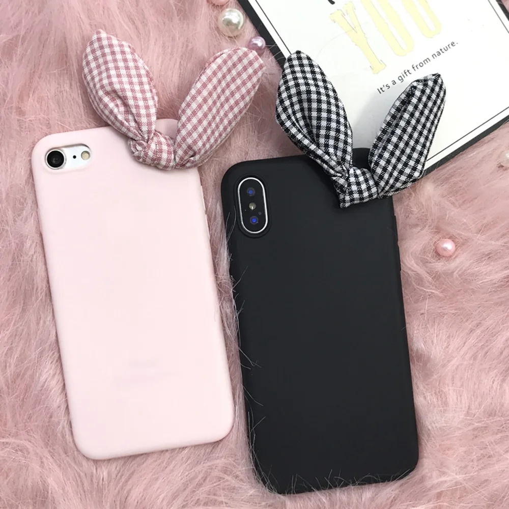 

3D Korea Cute rabbit Bow pink cute soft case for xiaomi redmi note 4X 4A redmi Redmi note 5 case mi6 mi5x mix 2 mi note3 5X 5a