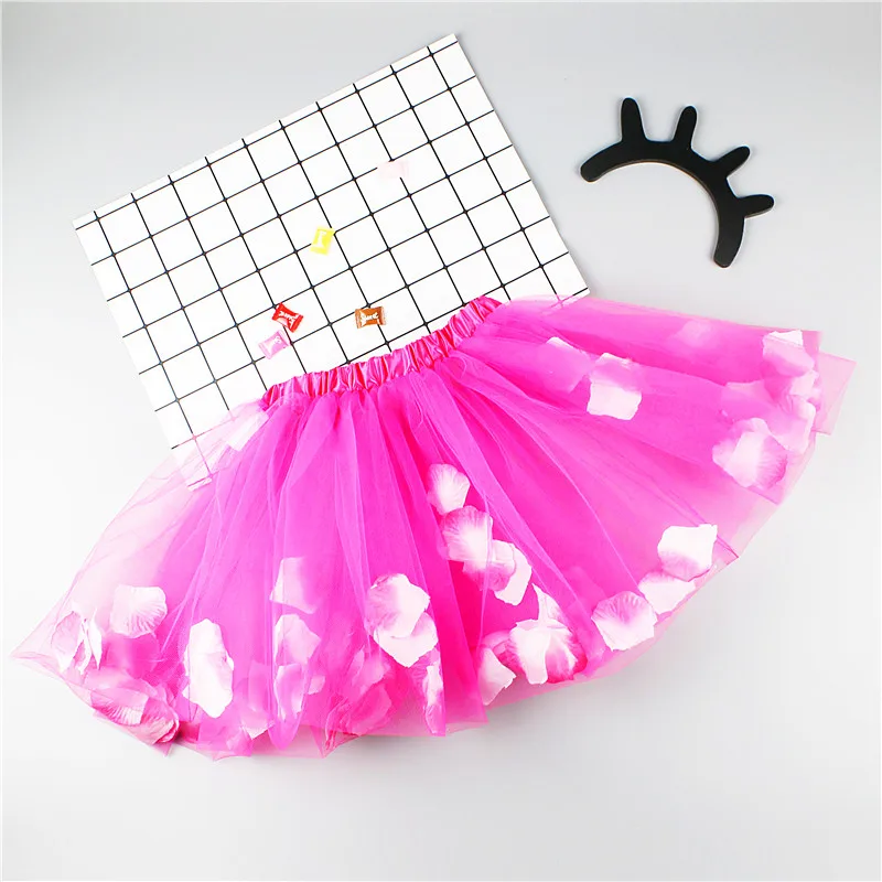 Новая юбка-пачка с лепестками юбки для маленьких девочек мини-юбка принцессы От 3 до 8 лет вечерние фатиновые юбки-пачки для танцев Одежда для девочек Одежда для детей - Цвет: Hot pink