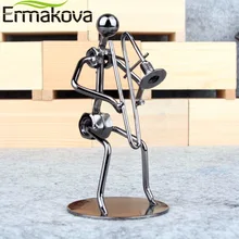 ERMAKOVA 5.1″ Metal Musician Trombone Player Sculpture Instrument Iron Man Figurine Statue Cafe Counter Office Book Shelf Decor