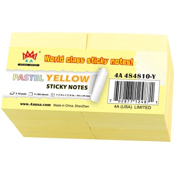 

4A Sticky Notes,1 7/8 x 1 7/8 Inches,Canary Yellow,Kawaii Stationery Notepad Planner Stickers,Self-Stick Notes,4A 484810-Y