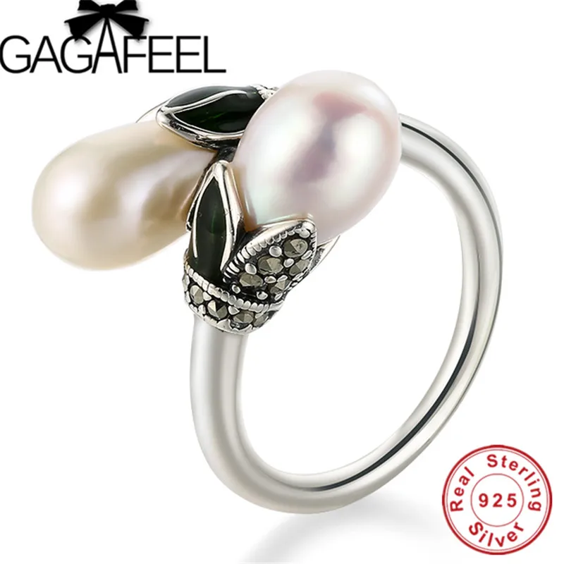 GAGAFEEL 925 Стерлинговое Серебро крест жемчуг кольца для женщин Мода Высокое