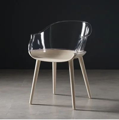 Испанский дизайнерский пластиковый стул с прозрачной спинкой/прозрачный хрустальный подлокотник - Цвет: Прозрачный