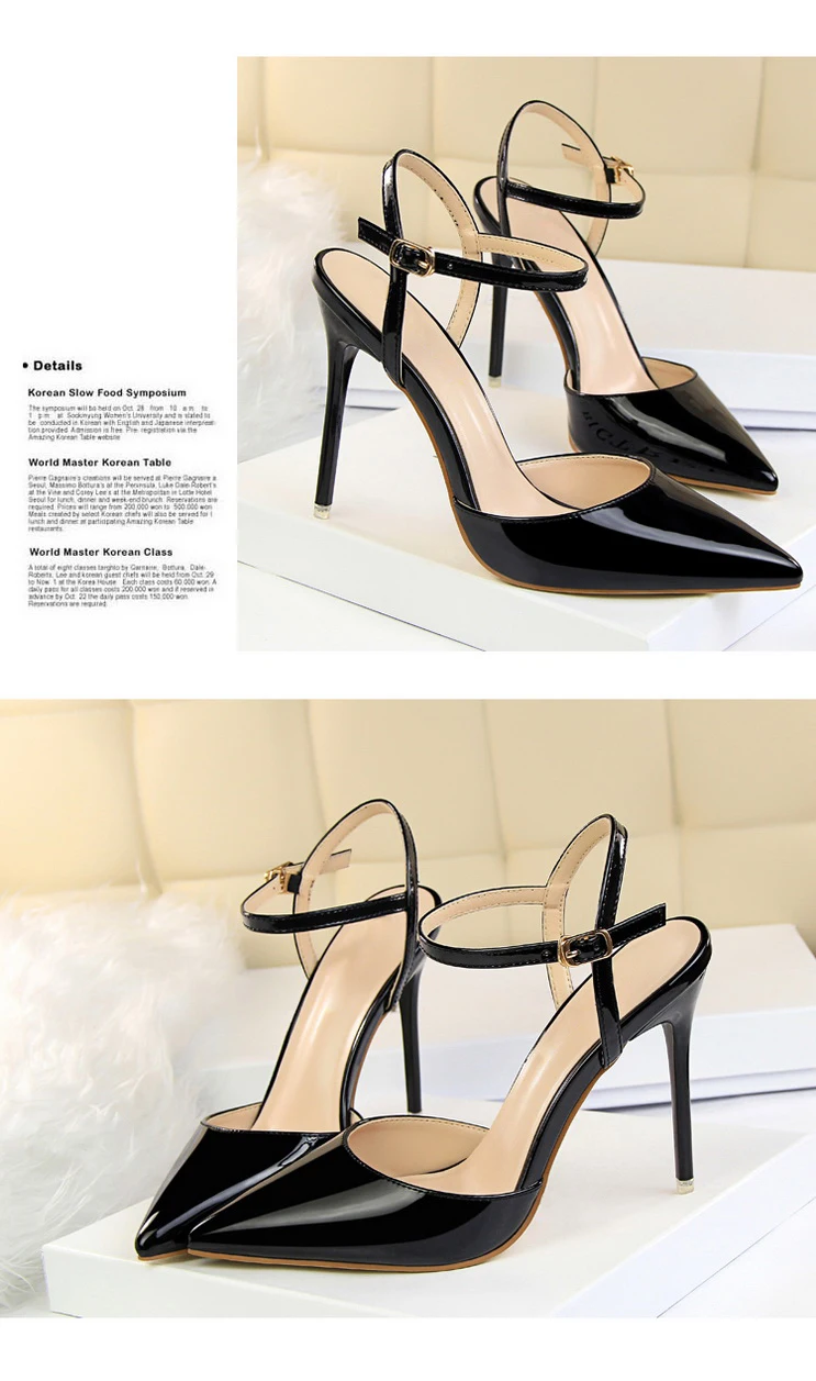 Plardin Women Concise Fashion Ankle Strap Shoes Woman Pointed Toe Thin Heels women's Buckle Slingbacks Pumps High Heels