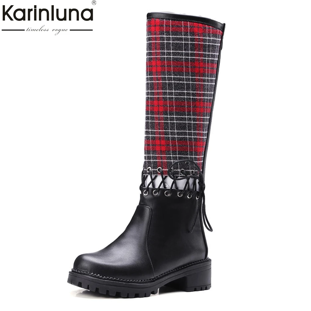 

Karinluna 2018 Large Size 34-43 dropship brand design cross-tied Boots Woman Shoes fashin knee-high riding Boots Shoes Women