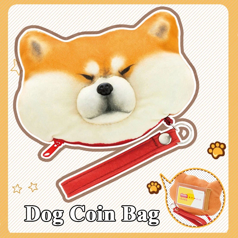 Cute Dog Plush Bag Toy Super Kawaii Fluffy Shiba Inu Dog Plush Coin Bag Cartoon Animal Purse for Kid's Birthday Gift Toys
