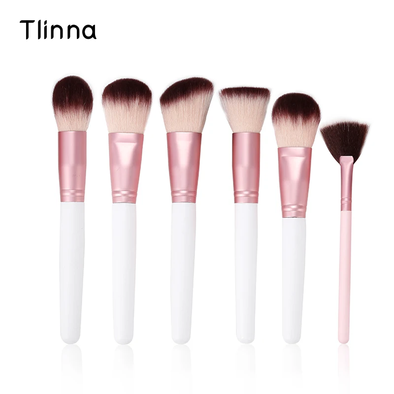 

6 Pcs Wood Handle Makeup Brushes Powder Blush Foundation Cosmetics Makeup Kit Beauty Tool Synthetic Hair Make Up Brush Set