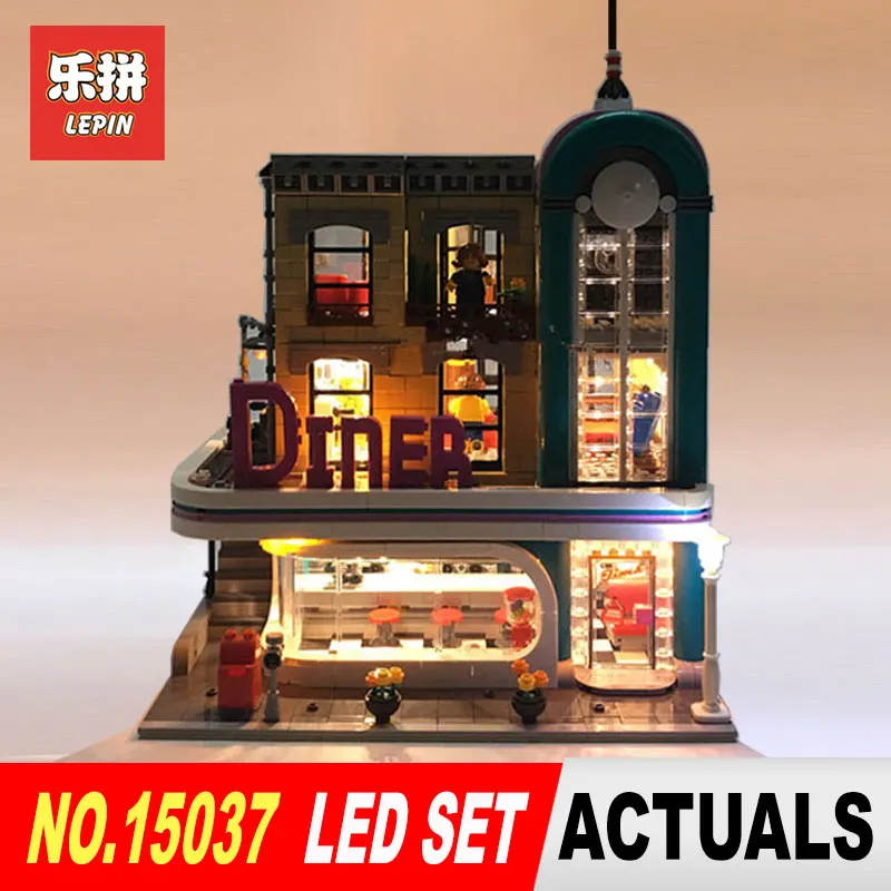 

Lepin Led Light Up Kit For Downtown Diner nostalgic restaurant Light Building Block Set Compatible With 10260 And 15037