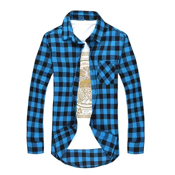 

Men Plaid Shirt Camisas Social Autumn Men's Fashion Plaid Long-sleeved Shirt Male Button Down Casual Check Shirt