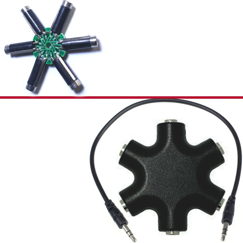 

3.5mm Hexagon Shape Music sharer headphone splitter One point five 3.5 audio snowflake sharer Extension Line