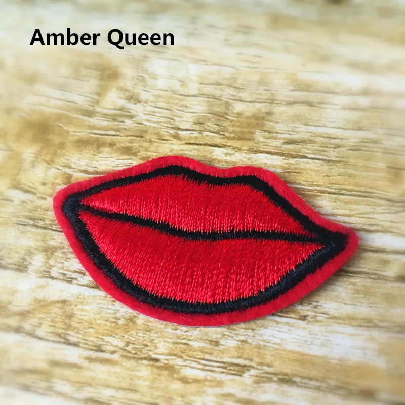 

Clothes Embroidered Iron-on Patches for Clothing 10pcs/lot Red Lips Deal with it DIY Motif Applique Free shipping 16BT015