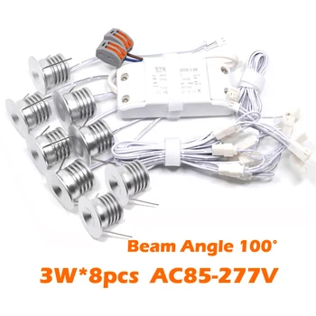 

3W*8pcs/set Mini LED Downlight Recessed Ceiling Spot Light Fixture Home Corridor Stairs Lighting Lamp Kit