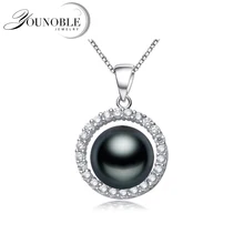 Вы благородный высокое качество 925 стерлингового серебра Подвеска в виде Черной жемчужины ожерелье для женщин