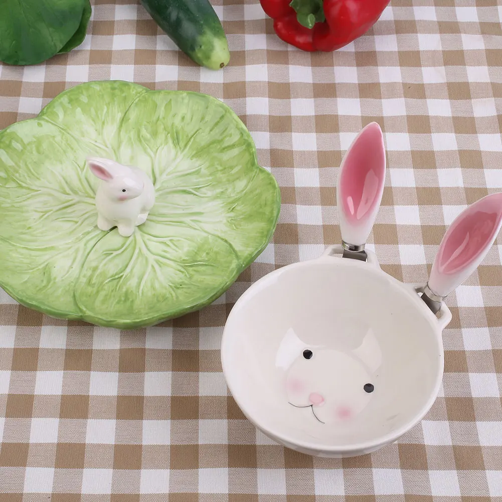 Easter Day Bunny Rabbit Shape Bowl Tableware Ceramic Salad Plate Kids