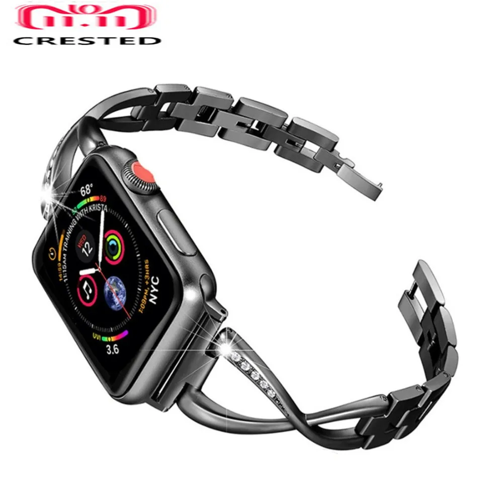 Ремешок Алмазный для Apple Watch Band браслет из нержавеющей стали apple watch 5 4 3 band 44 мм/40 мм