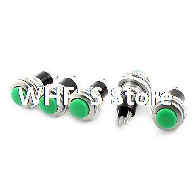 

5pcs Green Button Momentary Metal Pushbutton Switch SPST AC125V 3A 250V 6A 10mm