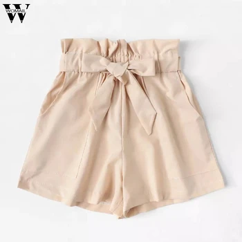 

Fashion Plus size Summer Elastic Waist Women Pocket Shorts Girls Short Pants Loose Solid Soft Cotton Casual Short Femme Trousers