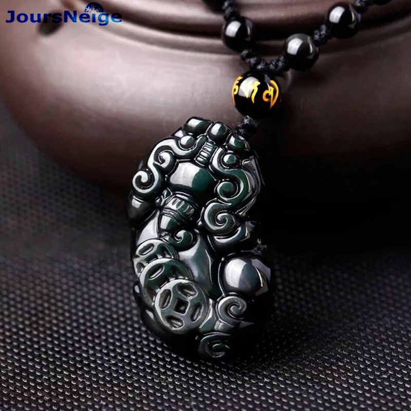 JoursNeige-Natural-Rainbow-Eyes-Obsidian-Stone-Necklace-PiXiu-Pendant ...