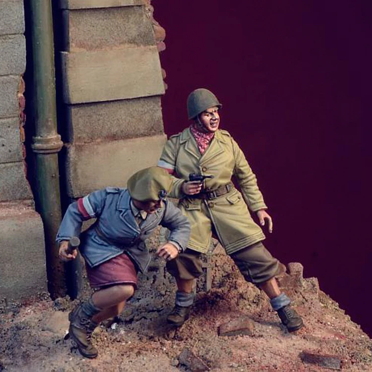 1/35 шкала Неокрашенная фигурка из смолы WW2 Warsaw восстание 2 фигурки GK фигурка|Наборы