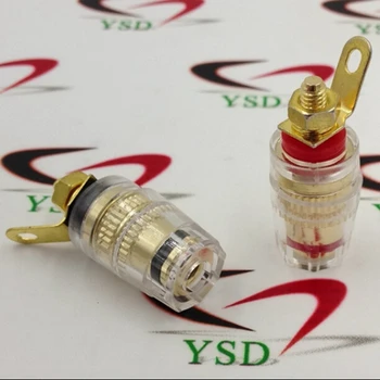 

4pcs Copper Crystal Audio Speaker Amplifier Terminal Binding Post for 4mm Banana plug Socket Connector Long Thread adapter
