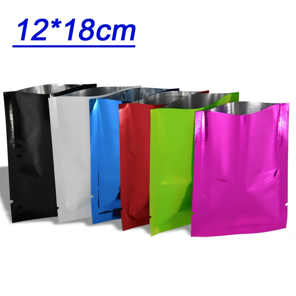 

12*18cm Flat Heat Seal Open Top Aluminum Foil Bag Coffee Bean Nut Candy Cosmetic Vacuum Packaging Mylar Pouch Food Saver Bags