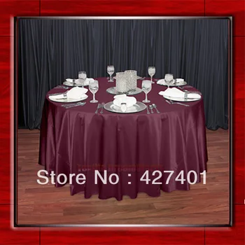 

Hot Sale Burgundy Shaped Poly Satin Table Cloth Wedding Meeting Party Round Tablecloths/Table Linen (128" Round )