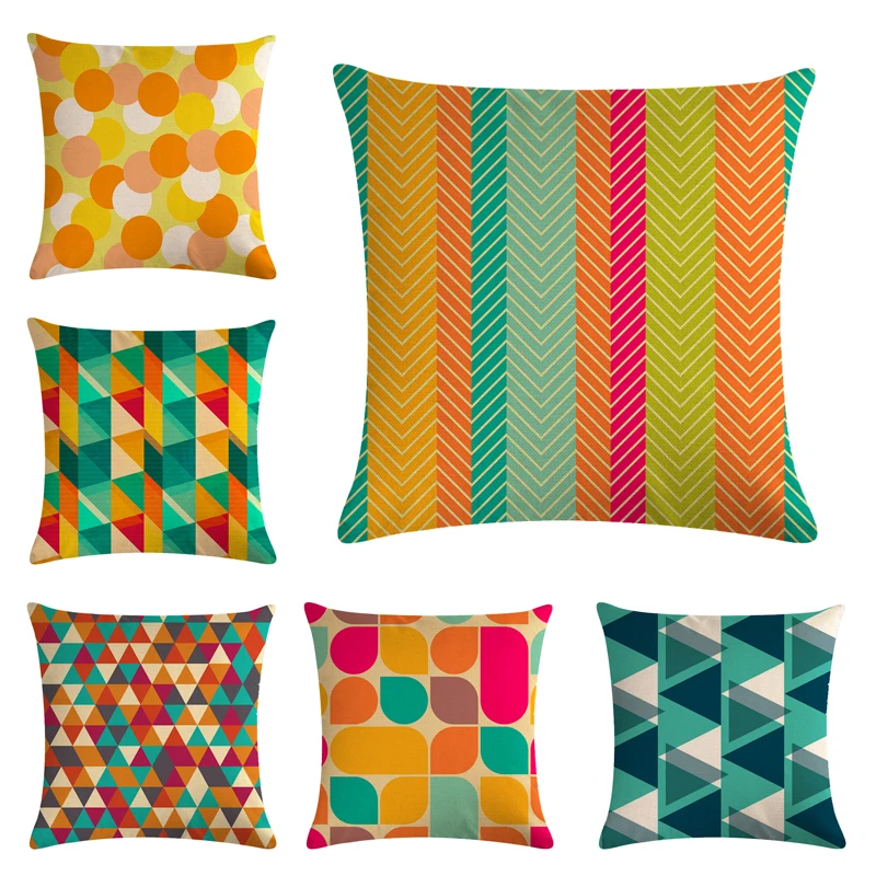 

Colorful Geometry Cushion Cover Home Car decorative throw pillows New Arrival Funda Cojines wave coussin custom Almofad