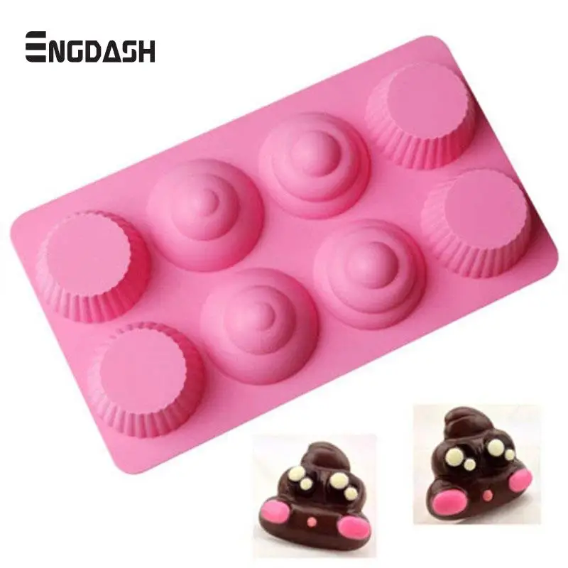 

ENGDASH 1pc DIY Tool Round 8 Poop Shape Silicone Chocolate Mold Ice Tray Jelly Pudding Pastry Tools Cake Chocolate Mold New