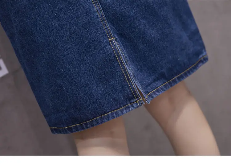 Харадзюку, летняя женская юбка, большой размер, модная новинка, Корейская версия, свободные, для девушек, синие, джинсовые, длинные юбки для женщин размера плюс S-5XL
