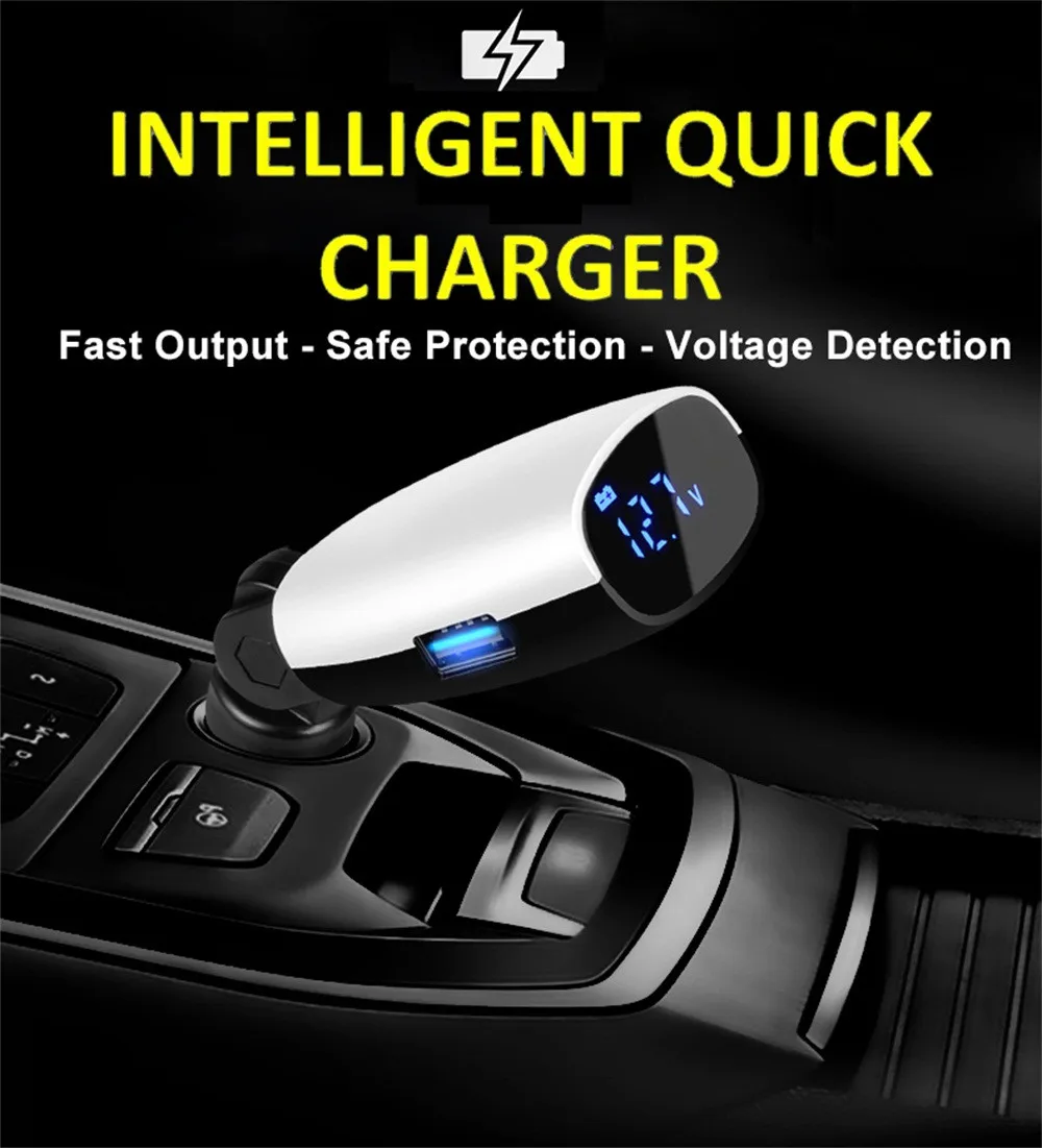 

4In 1 Dual USB Fast Car Charger Adapter Voltage DC 5V 3.1A Tester LED For iPhone USB Car Charger Auto Accessories