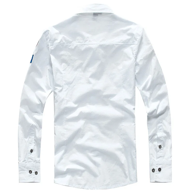 Новая мужская Повседневная рубашка с длинным рукавом, модная Военная Мужская хлопковая воздушная футболка с пилотом, Мужская облегающая брендовая одежда 4XL BE121