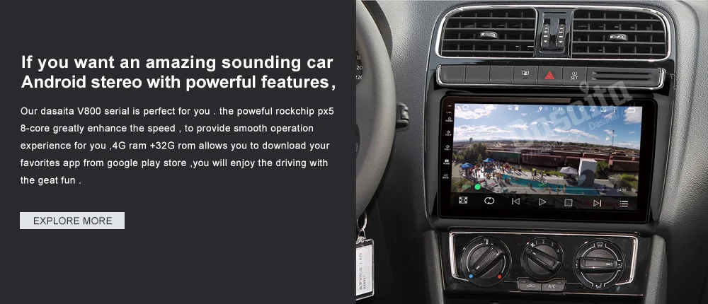 Excellent Dasaita 9" IPS Screen Android 9.0 GPS Radio for VW New Polo 2012 2013 2014 2015 Octa Core 4G RAM Car Stereo Multimedia TDA7850 0