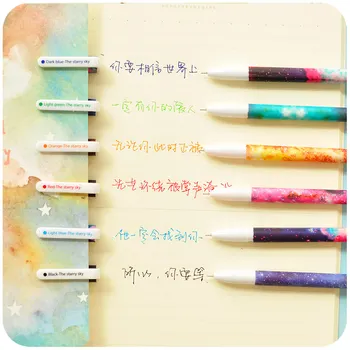 

6 set/Lot Starry star Color gel pen for writing gift Wholesale Stationery items Office accessories school supplies DB244