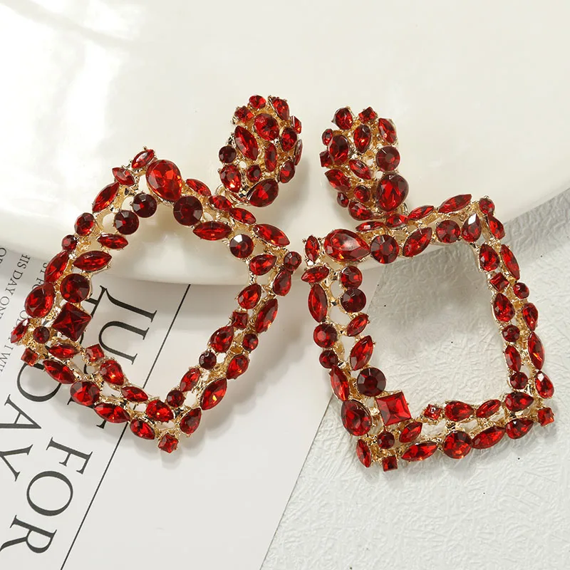 AENSOA ZA новые модные геометрические длинные висячие серьги богемные большие серьги ручной работы для женщин ювелирные изделия подарок - Окраска металла: Red Gold