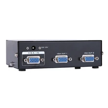 Nova 350 mhz 2 portas vga splitter 1 pc para 2 port svga vga monitor de tv video splitter box 1 pc para 2 monitores