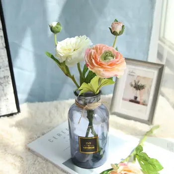 

2 Flower Heads 5pcs/lot Silk Artificial Flower Lotus Wreath Wedding Home Decor Simulation Rose Flower Real Touch Flowers