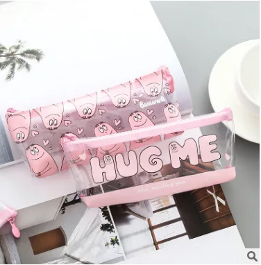 

20Pcs Kawaii Pencil Case Hug Me PVC Transparent Gift Estuches School Pencil Box Pencilcase Pencil Bag School Supplies Stationery