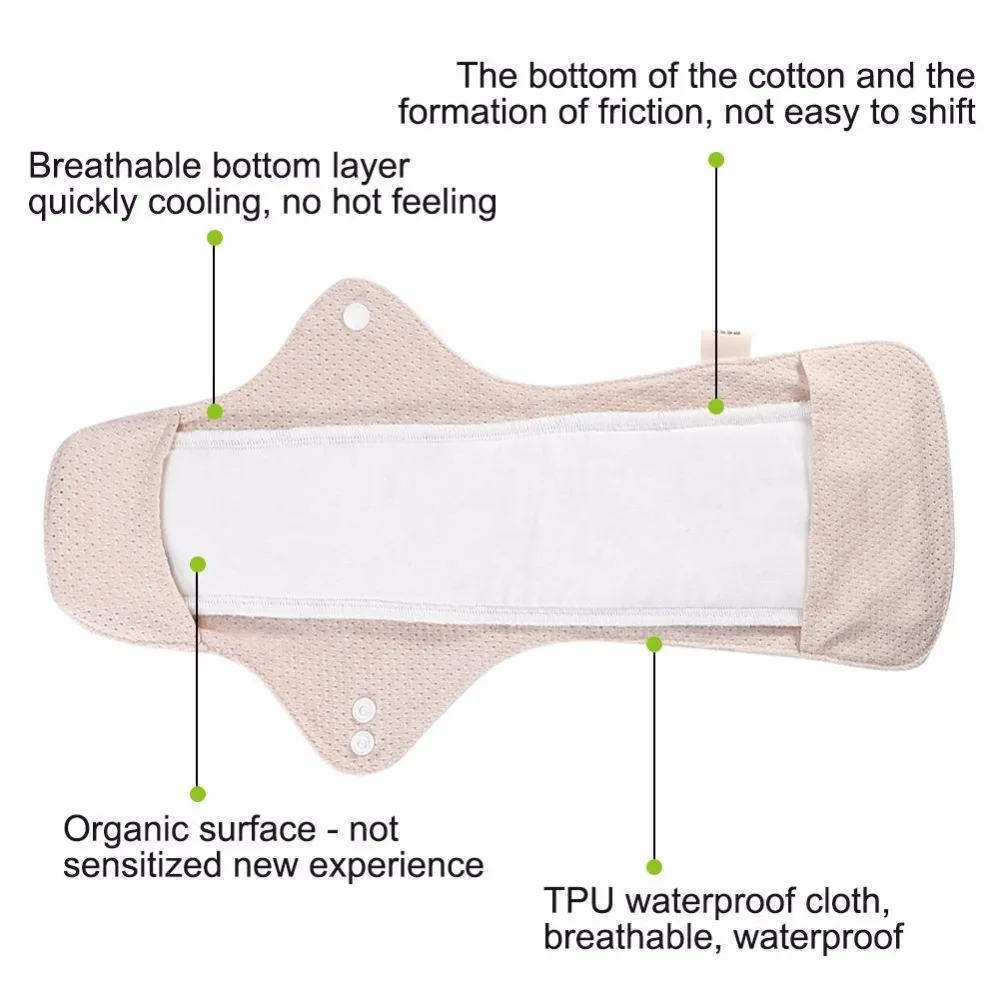 2 шт./компл. многоразовые менструальные прокладки органический хлопок гигиенические салфетки ночное использование женский моющийся санитарный прокладки для послеродовых женщин