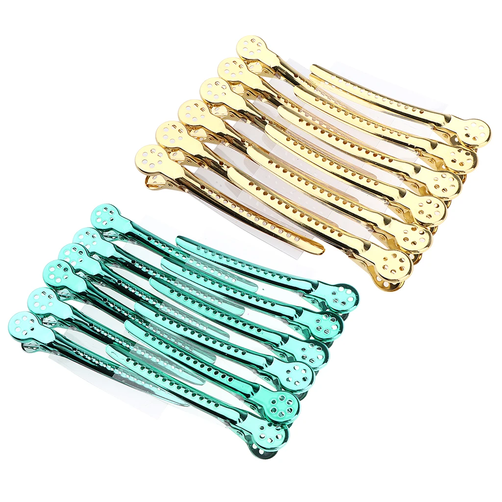 24 Pieces Duck Bill Hair Clips Metal Alligator Curl Clips Sectioning