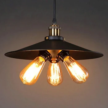 

Village Retro Pendant Light Iron Metal Spray Painting Restaurant Bar Coffee Shop Floor E27 Holder One To Three Head Edison Lamp