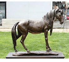 Copper Brass CHINESE crafts decor ation Asian 16 Chinese Bronze Copper Marble Home Art Decoration Rest Horse Statue Sculpture