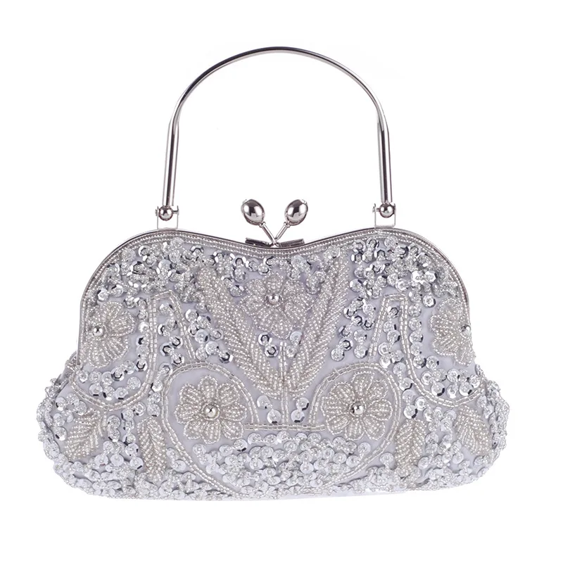 

Ethnic style handmade beaded embroidered clutch bag luxury dinner party handbag clutch ladies hand craft chain shine bag