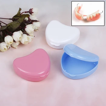

Dental Orthodontic Retainer Box Case for Denture Teeth Mouth Guard Storage Heart Shape False Teeth Box Storage Case