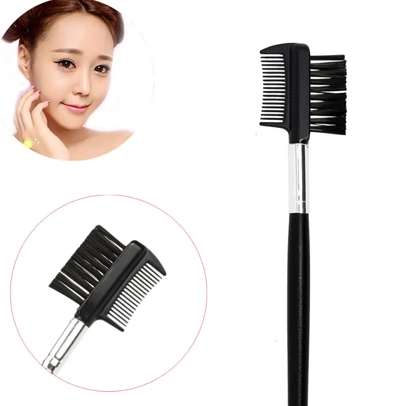 1 pcs Fashion Black Dual Purpose Eyelash Brow Brush Lash Comb Makeup