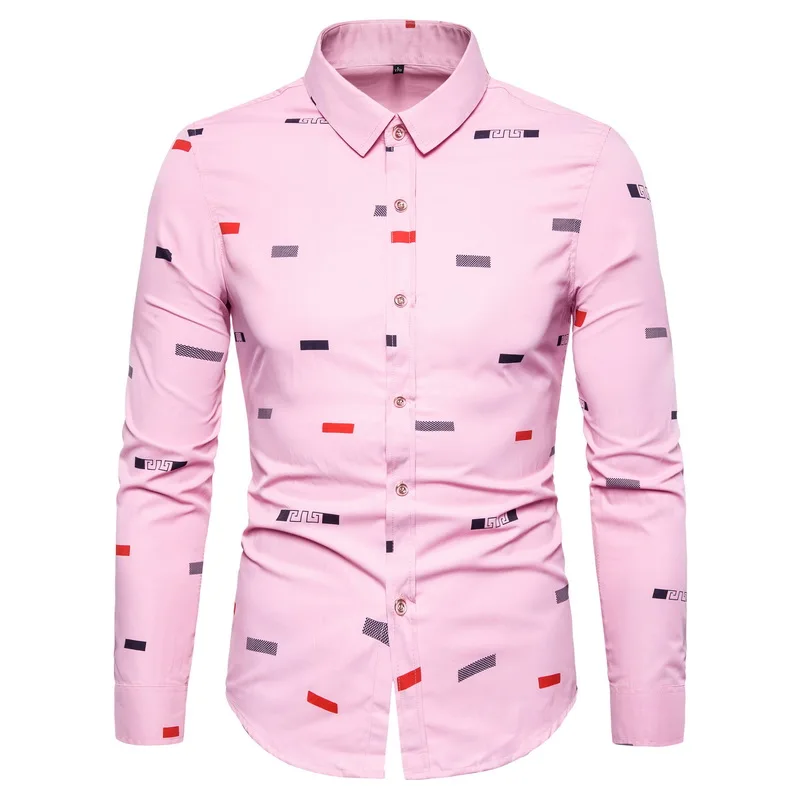 

2019 New style Men Casual Shirt Autumn Full Sleeve Solid Print High Quality Social Dress Shirt Men Brand Clothing Camisa M-5XL